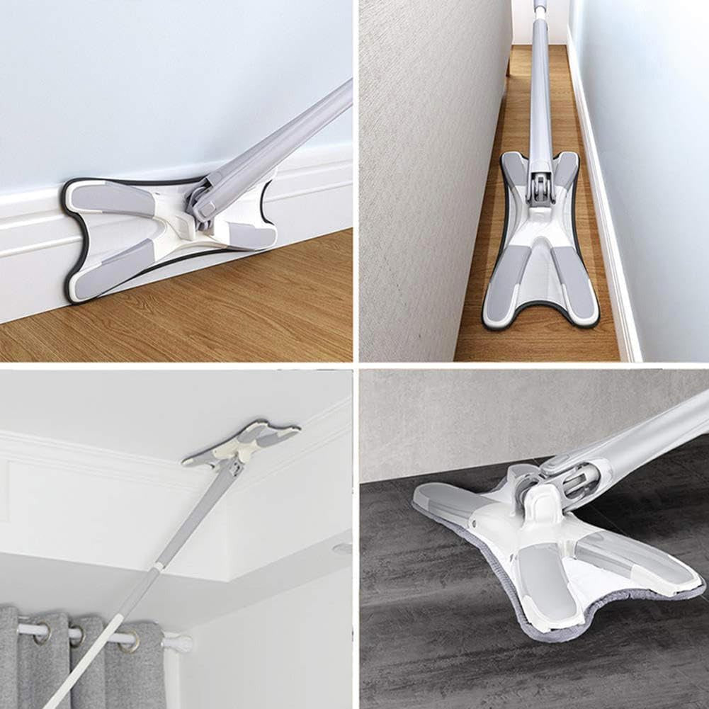 Rotating X Mop Flat Microfiber Floor Mop with 360° Squeeze