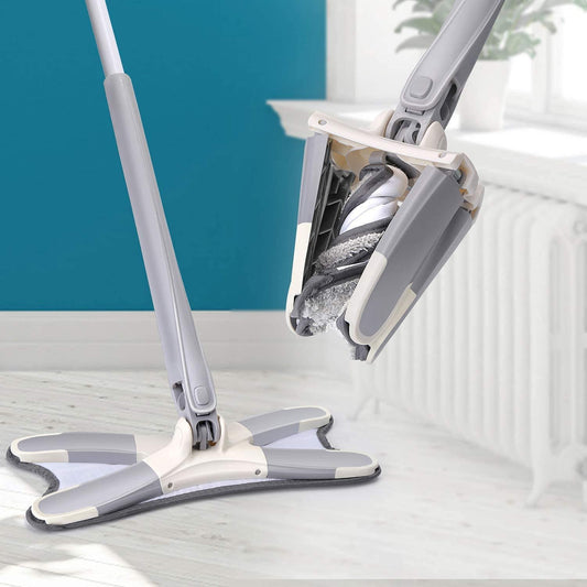 Rotating X Mop Flat Microfiber Floor Mop with 360° Squeeze