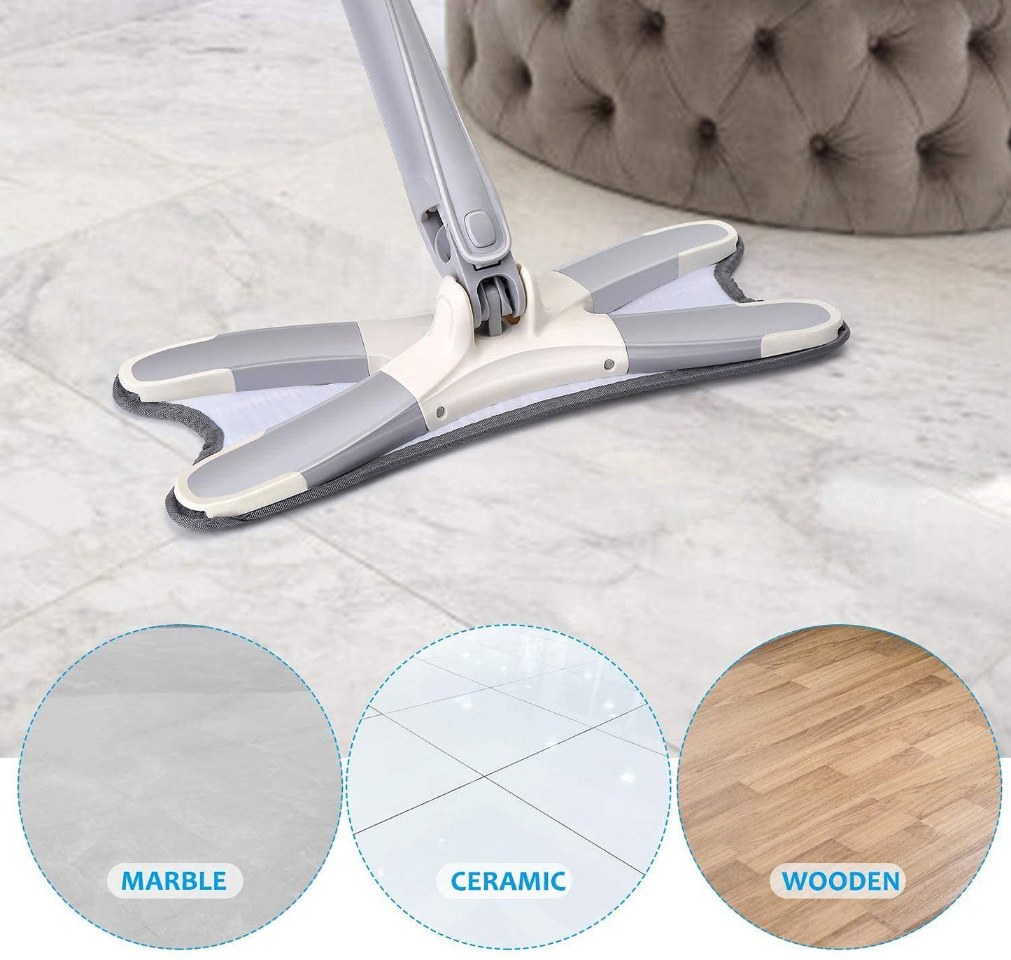Rotating X Mop Flat Microfiber Floor Mop with 360° Squeeze